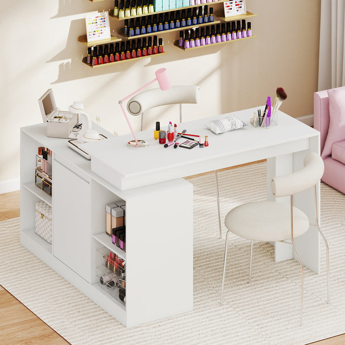 120CM Reversible Corner Writing Desk with 2-Way Cabinet-