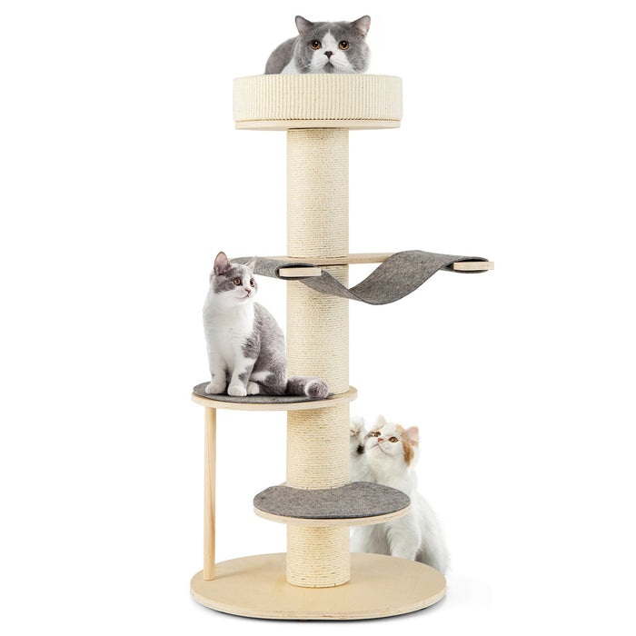 120 CM Multi-layer Cat Tower with Sisal Covered Scratching Posts and Carpet-