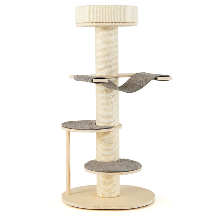 120 CM Multi-layer Cat Tower with Sisal Covered Scratching Posts and Carpet-