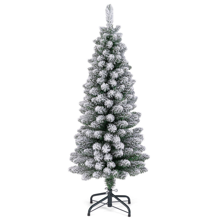 120/150/180 CM Snow Flocked Artificial Christmas Tree with 240/328/460 Branch Tips-