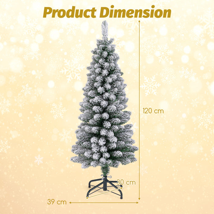 120/150/180 CM Snow Flocked Artificial Christmas Tree with 240/328/460 Branch Tips-