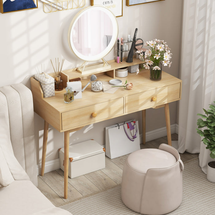 120 CM Writing Desk with Hutch and Drawers for Bedroom-