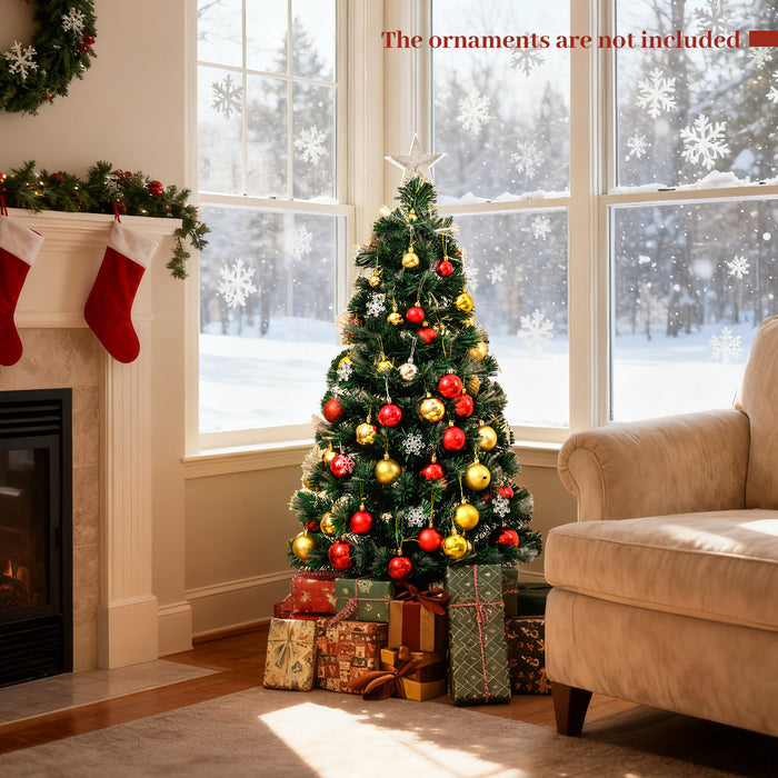 120/150 cm Fiber Optic Christmas Tree Artificial Pre-lit Xmas Tree with 8 Lighting Modes-