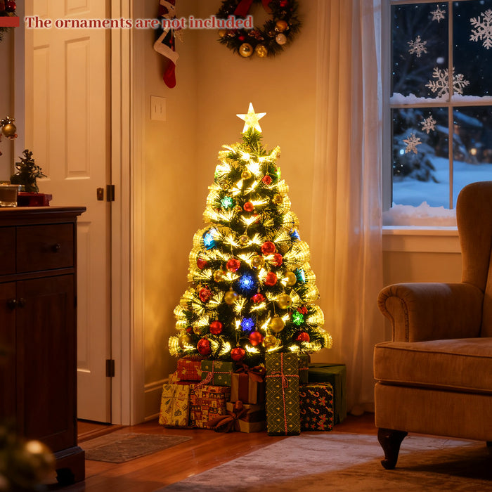 120/150 cm Fiber Optic Christmas Tree Artificial Pre-lit Xmas Tree with 8 Lighting Modes-