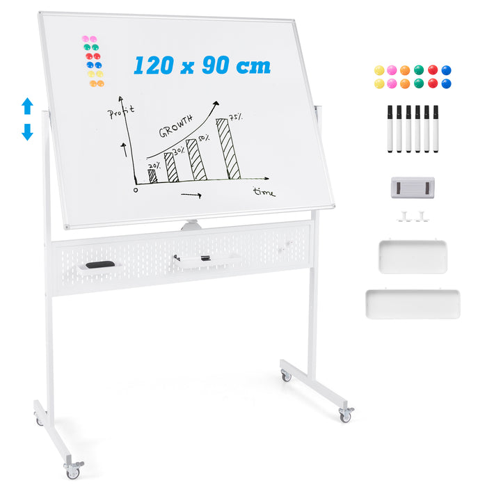 120 x 90 CM Double-Sided Dry Erase Mobile Board with Stand-