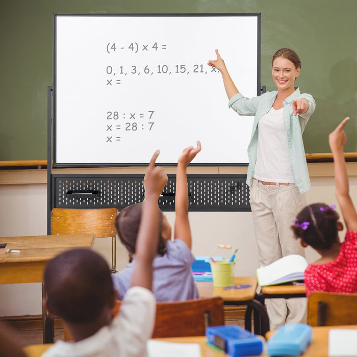 120 x 90 CM Double-Sided Dry Erase Mobile Board with Stand-