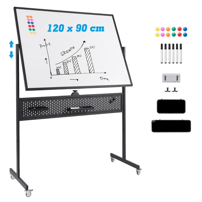 120 x 90 CM Double-Sided Dry Erase Mobile Board with Stand-