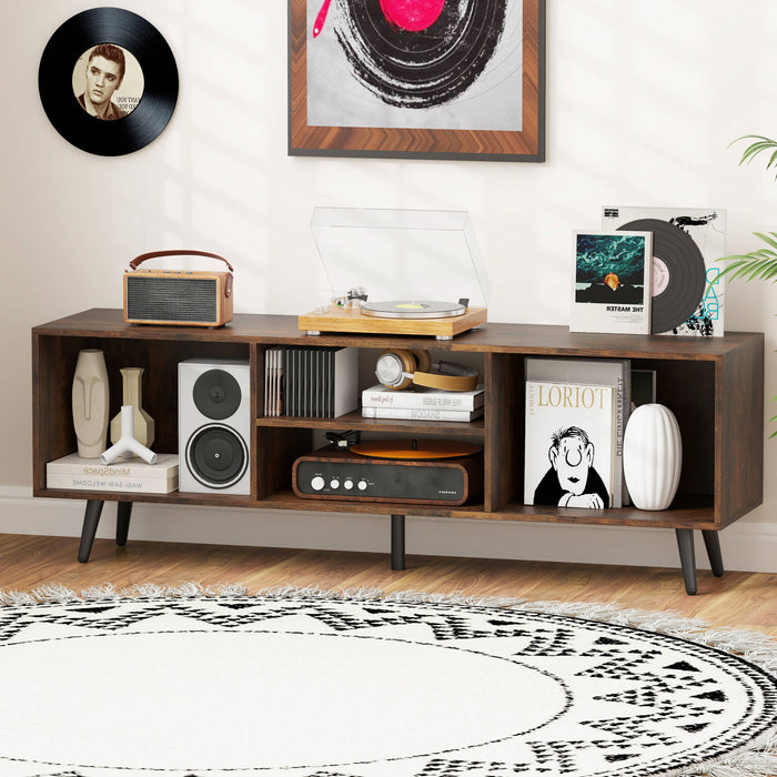 120cm Mid Century Modern TV Stand with Shelves and 5 Metal Legs-