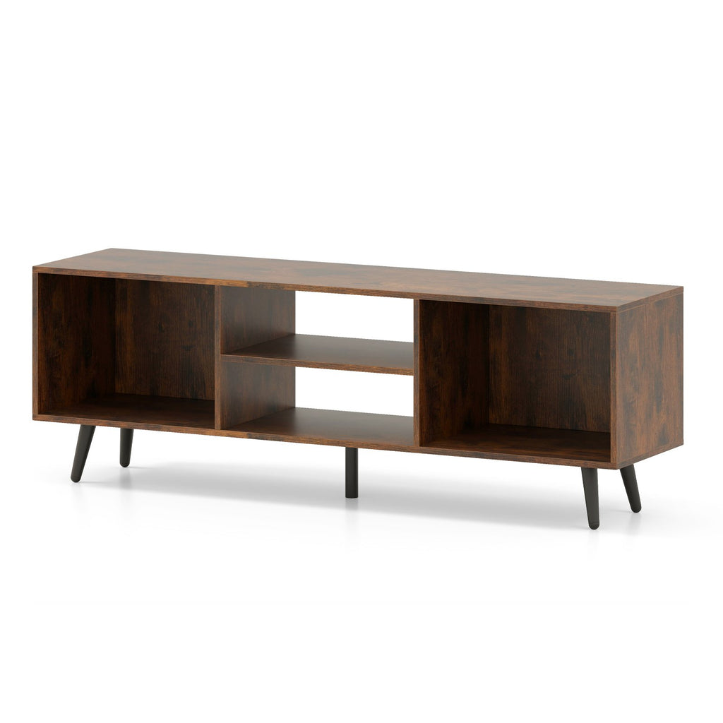 120cm Mid Century Modern TV Stand with Shelves and 5 Metal Legs-