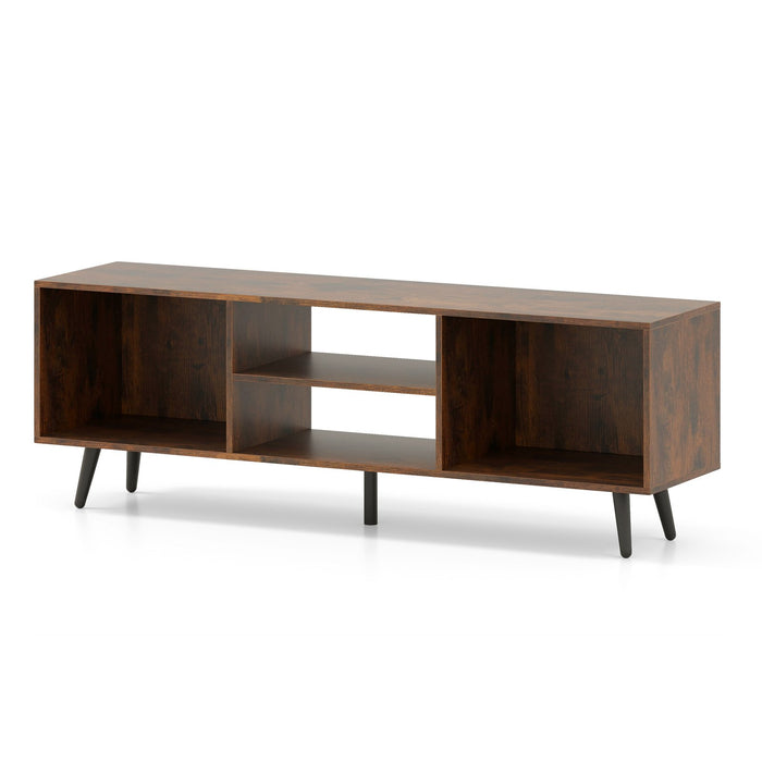120cm Mid Century Modern TV Stand with Shelves and 5 Metal Legs-