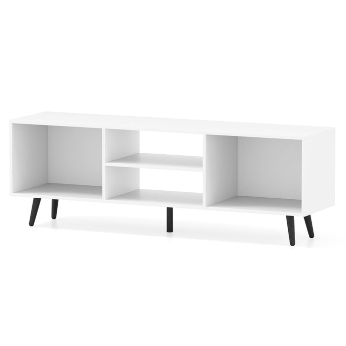 120cm Mid Century Modern TV Stand with Shelves and 5 Metal Legs-