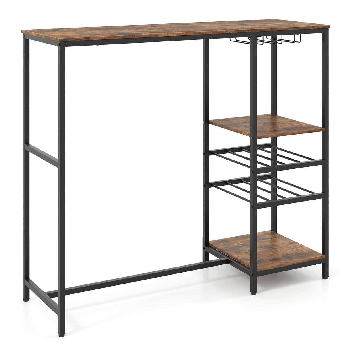 121cm Long Bar Table Bar Height Dining Table with Storage Shelves-