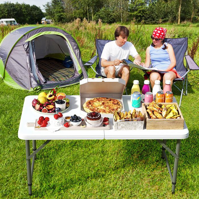 122cm Folding Camping Table with HDPE Tabletop and Safety Lock-