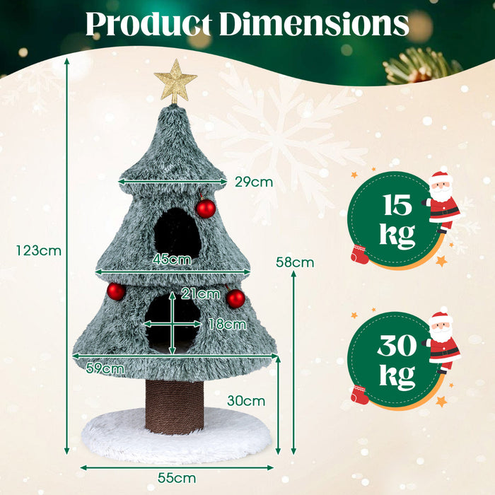 123 cm Christmas Cat Tree Modern Cat Tower with 2 Large Condos-