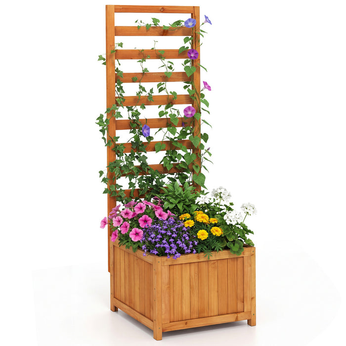 123 cm Tall Elevated Planter Box with Drainage Holes and Gaps-Natural
