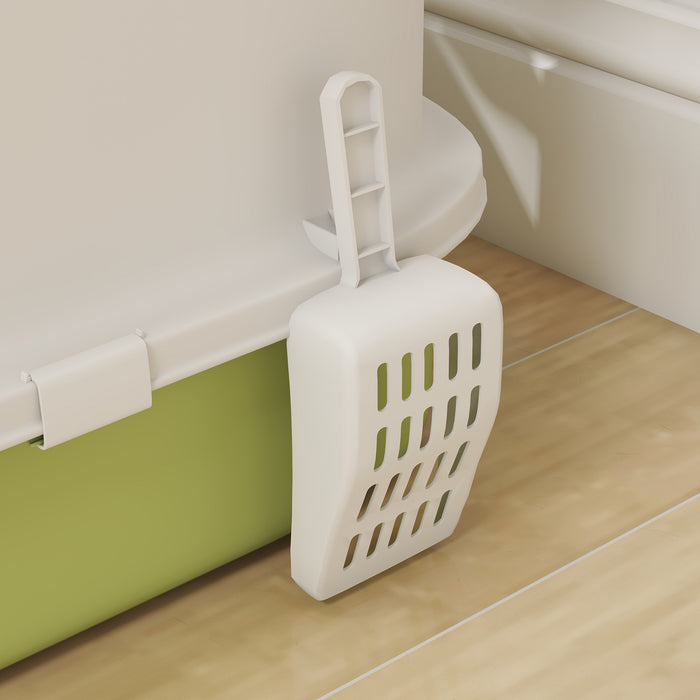 PawHut Cat Litter Box with Lid, Scoop, Deodorisation Bags, Top Entry, Green