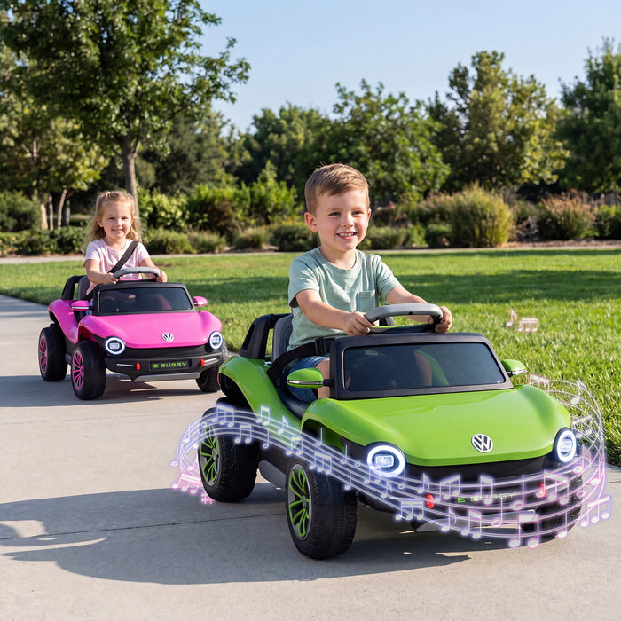 12V Kids Electric Car Licensed Volkswagen with Remote and LED Headlights-Pink