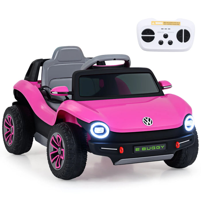 12V Kids Electric Car Licensed Volkswagen with Remote and LED Headlights-Pink