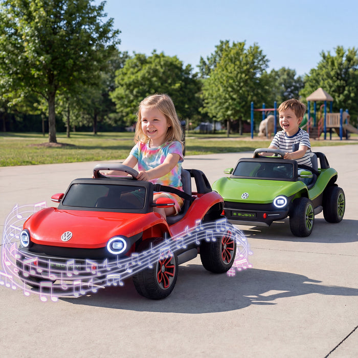 12V Kids Electric Car Licensed Volkswagen with Remote and LED Headlights-Pink
