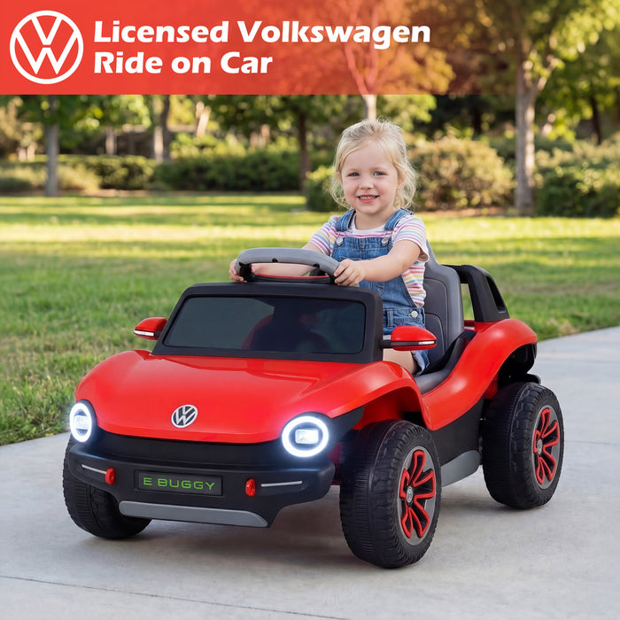 12V Kids Electric Car Licensed Volkswagen with Remote and LED Headlights-Pink