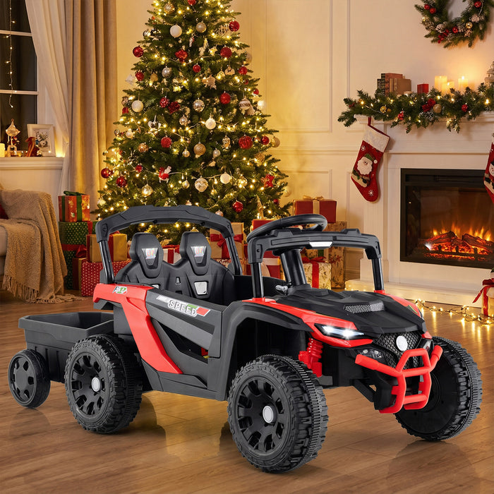 12V Battery Powered Ride On Kids Tractor with Detachable Trailer-