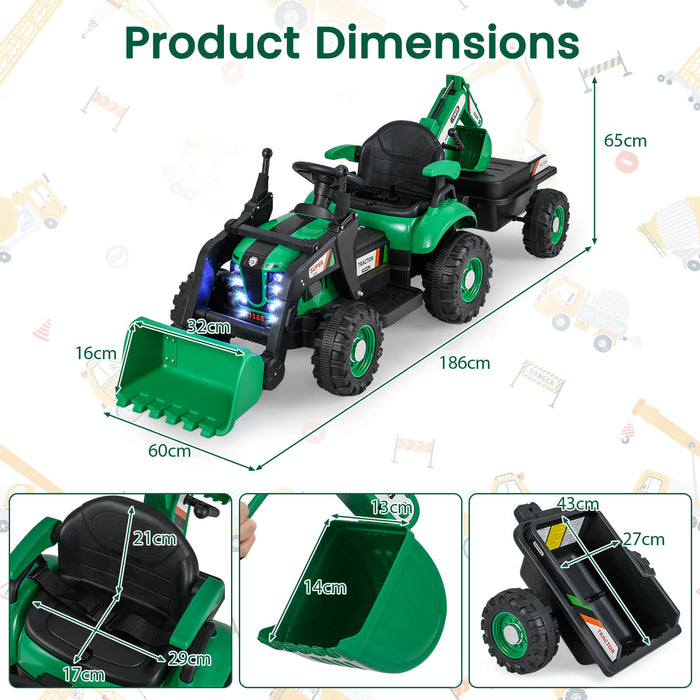 4-in-1 Ride on Tractor for Kids 12V with Remote Control and Trailer-