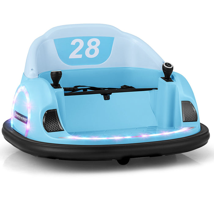 12V Kids Ride on Bumper Car with Flashing Lights and Remote Control-Pink