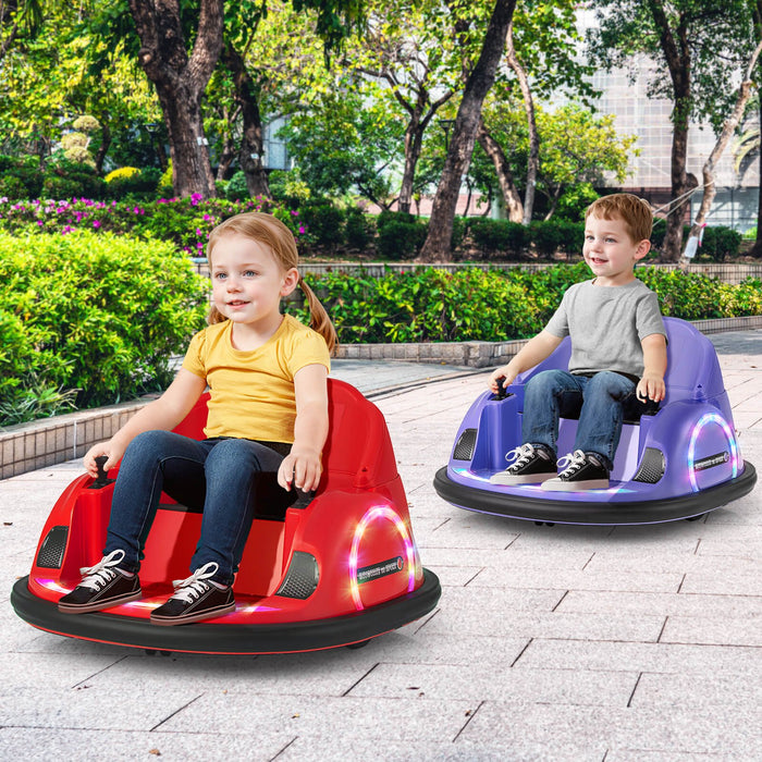 12V Kids Ride on Bumper Car with Flashing Lights and Remote Control-Pink