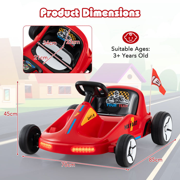 12V Kids Electric Go Kart with Remote and 3 Speeds and Lights-Blue