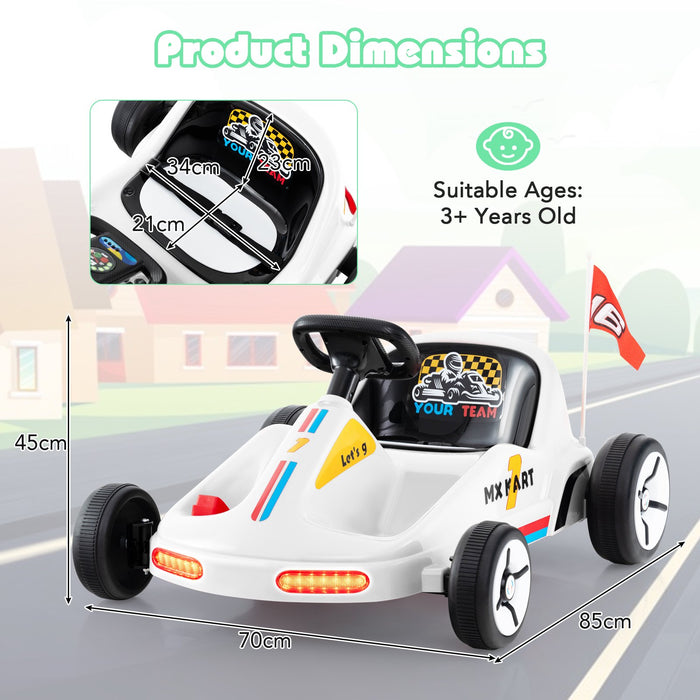 12V Kids Electric Go Kart with Remote and 3 Speeds and Lights-Blue