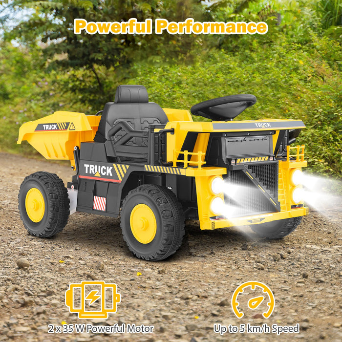 12V Kids Electric Ride on Dump Truck with Remote Control for Aged 3+-