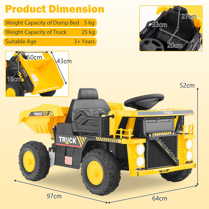12V Kids Electric Ride on Dump Truck with Remote Control for Aged 3+-