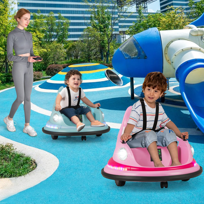 12V Kids Ride On Bumper Car with Dual Joysticks and 5 Light Effects-