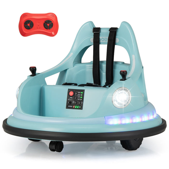 12V Kids Ride On Bumper Car with Dual Joysticks and 5 Light Effects-