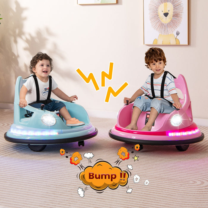 12V Kids Ride On Bumper Car with Dual Joysticks and 5 Light Effects-