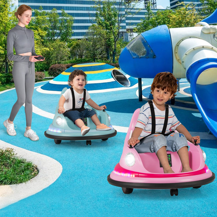 12V Kids Ride On Bumper Car with Dual Joysticks and 5 Light Effects-