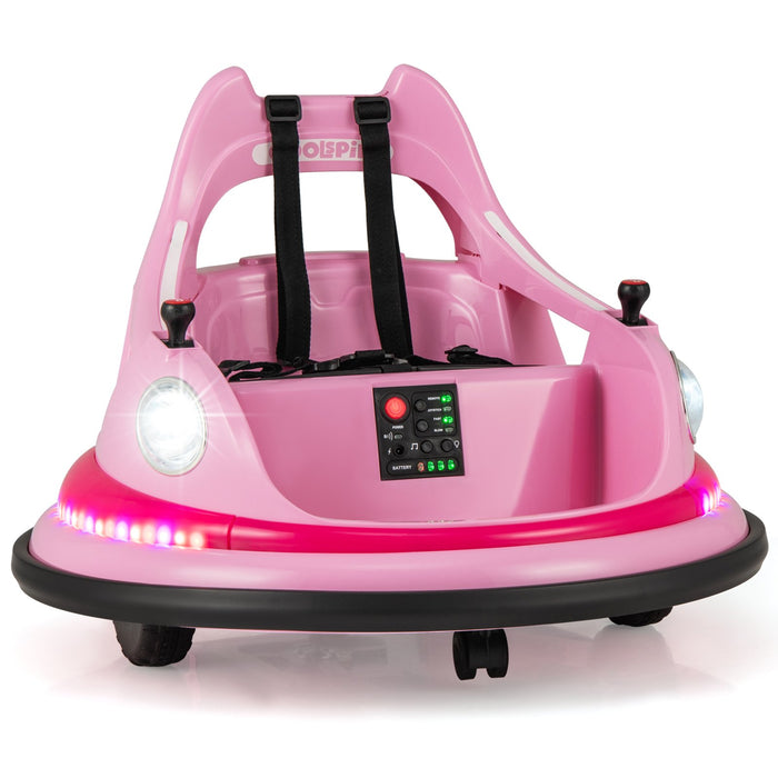 12V Kids Ride On Bumper Car with Dual Joysticks and 5 Light Effects-