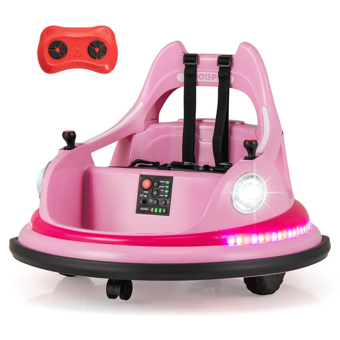 12V Kids Ride On Bumper Car with Dual Joysticks and 5 Light Effects-