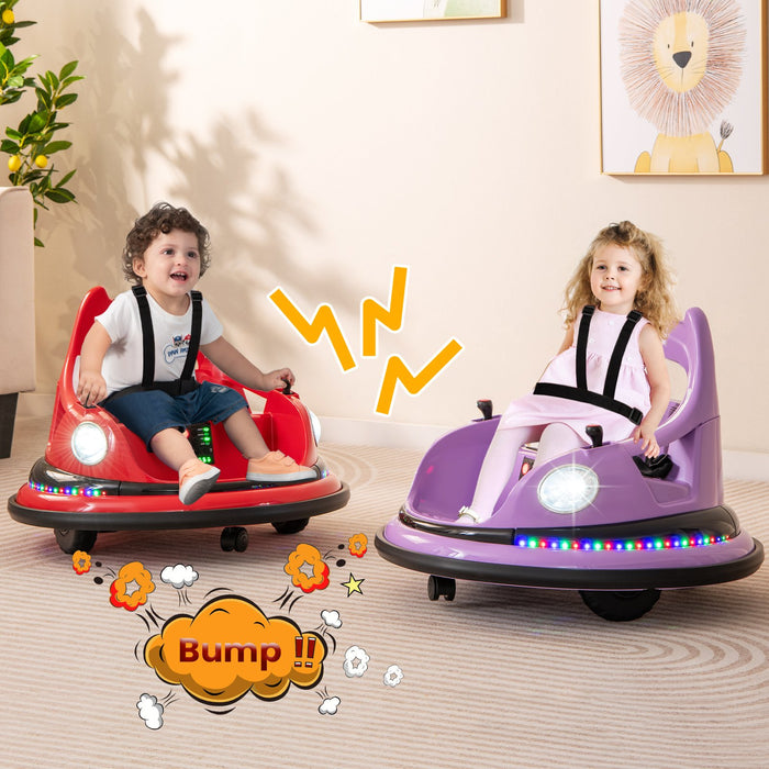 12V Kids Ride On Bumper Car with Dual Joysticks and 5 Light Effects-