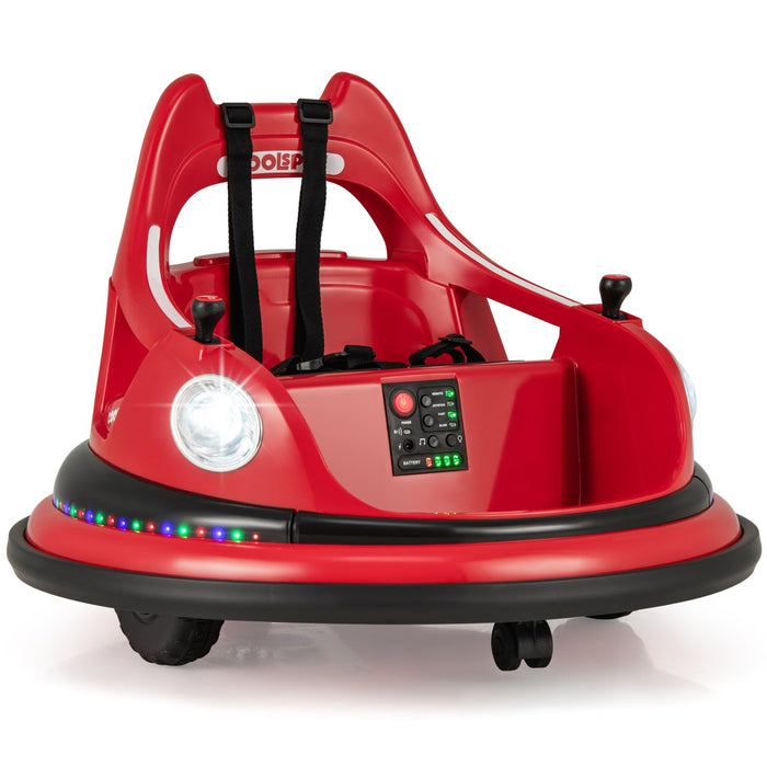 12V Kids Ride On Bumper Car with Dual Joysticks and 5 Light Effects-