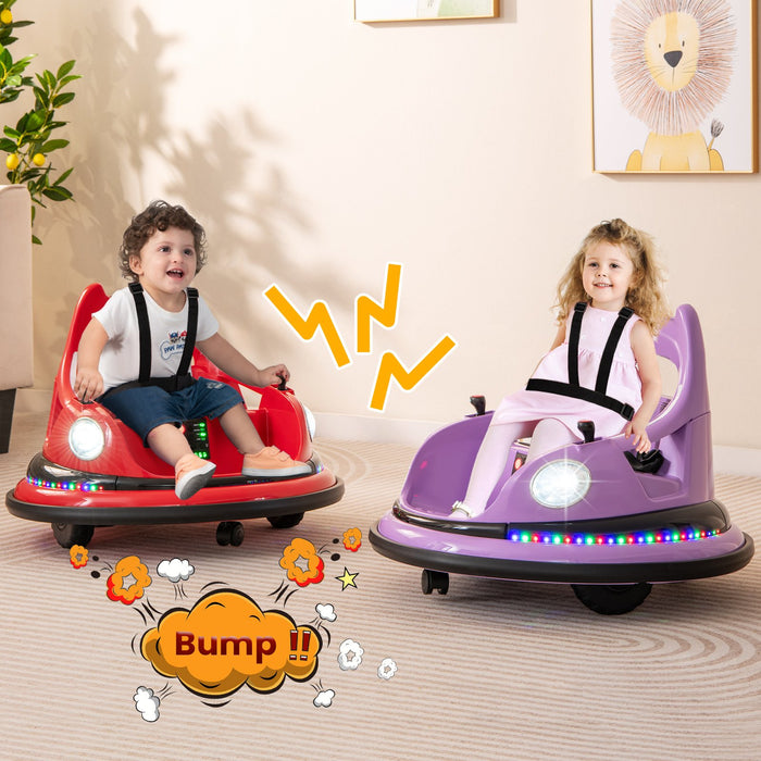 12V Kids Ride On Bumper Car with Dual Joysticks and 5 Light Effects-