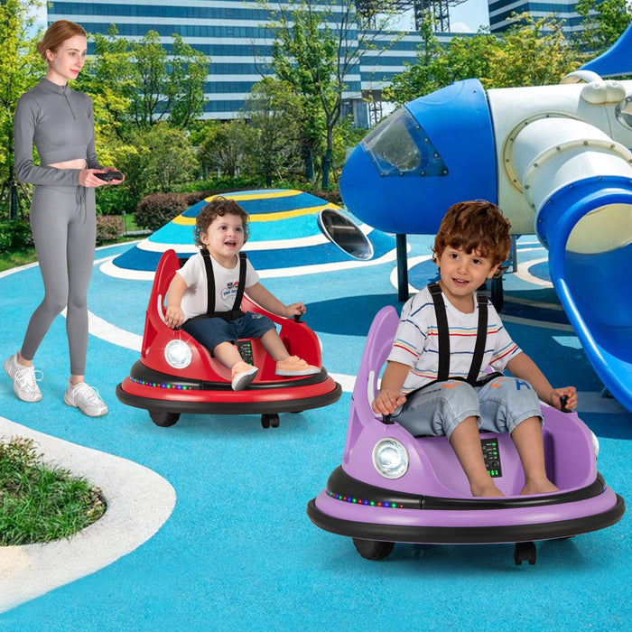 12V Kids Ride On Bumper Car with Dual Joysticks and 5 Light Effects-