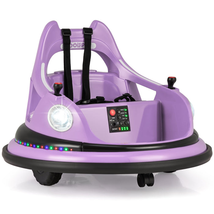 12V Kids Ride On Bumper Car with Dual Joysticks and 5 Light Effects-