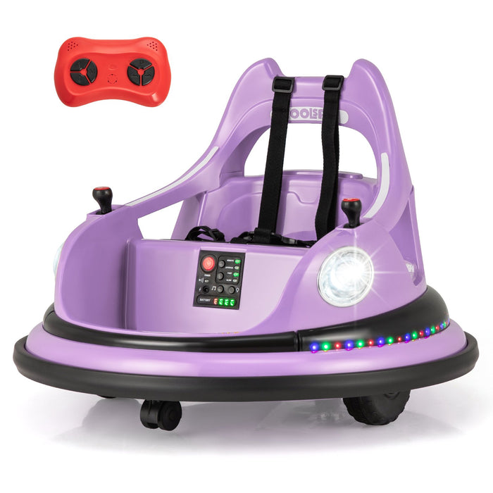 12V Kids Ride On Bumper Car with Dual Joysticks and 5 Light Effects-