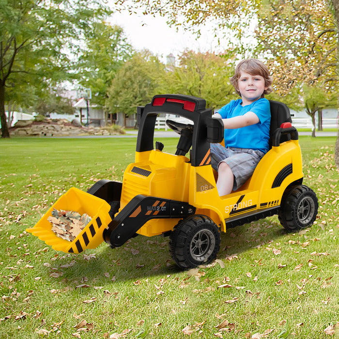 12V Kids Ride On Construction Tractor with Electric Bucket and Music-