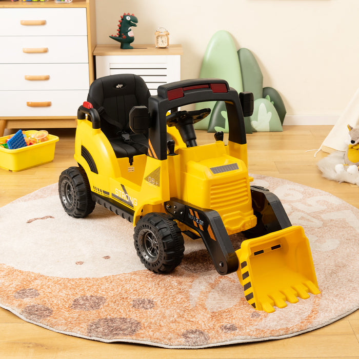 12V Kids Ride On Construction Tractor with Electric Bucket and Music-