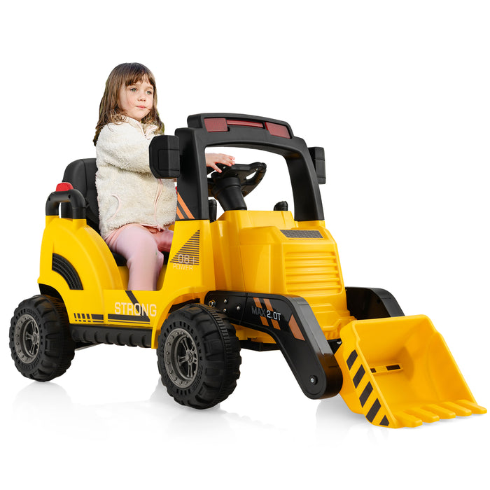 12V Kids Ride On Construction Tractor with Electric Bucket and Music-