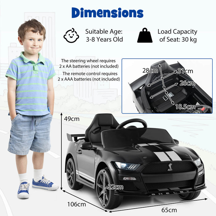 12V Kids Ride on Car Electric Licensed Ford Mustang Shelby GT500 for Kids Aged 3-8-