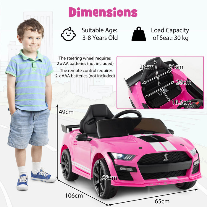 12V Kids Ride on Car Electric Licensed Ford Mustang Shelby GT500 for Kids Aged 3-8-