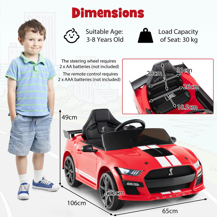 12V Kids Ride on Car Electric Licensed Ford Mustang Shelby GT500 for Kids Aged 3-8-